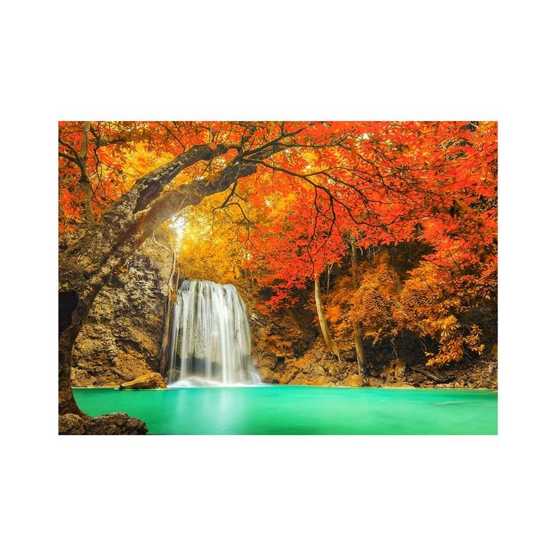 

WCIC Новый Зеленый Водопад Среди Красных Листьев В Горах Художественная Ткань Домашний Фон Украшения Стены Живопись Подвесная Картина 21cm*30cm