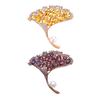 Women Brooch High-Gloss Rhinestone Inlay Faux Pearl Decor Ginkgo Leaf Design Lapel Pin Non-Slip Buckle Scarf Badge Clothing Bags