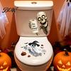 Waterproof Halloween Wall Stickers Toilet Sticker, Ghost And Skeleton Print Decals, PVC Easy Bathroom Decals Peel Stick Spooky Stickers, for
