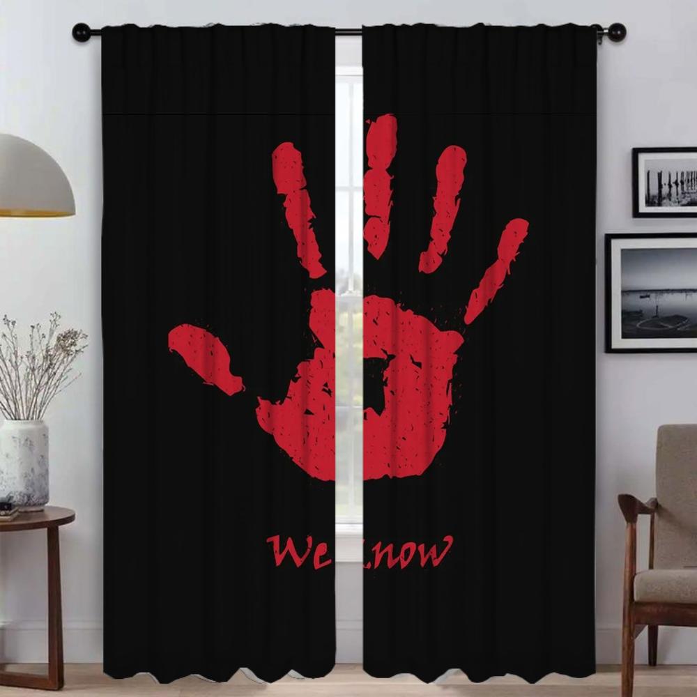 

Кровавые затемняющие шторы 2 шт., тюль для украшения Хэллоуина, шторы для спальни, шторы для домашнего интерьера, перегородка для гостиной W50xH70cmx2pcs-CL