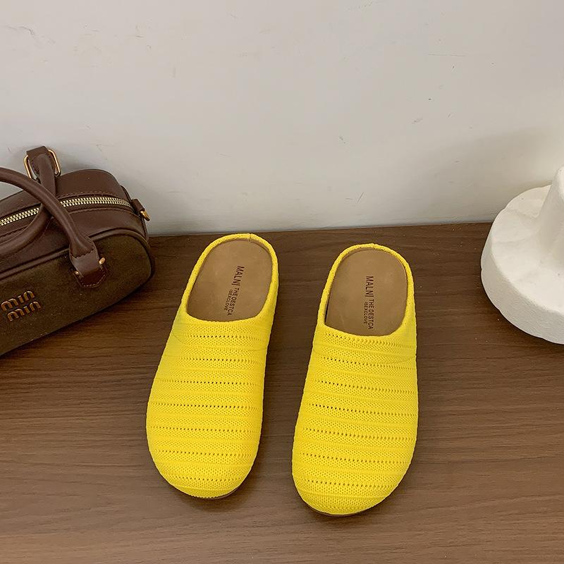 

Поздний вечер ветер платформа богемный бокен обувь женская верхняя одежда 2025 весна и лето отпуск одна педаль сумка голова половина тапочки одинарная обувь 40 жёлтый