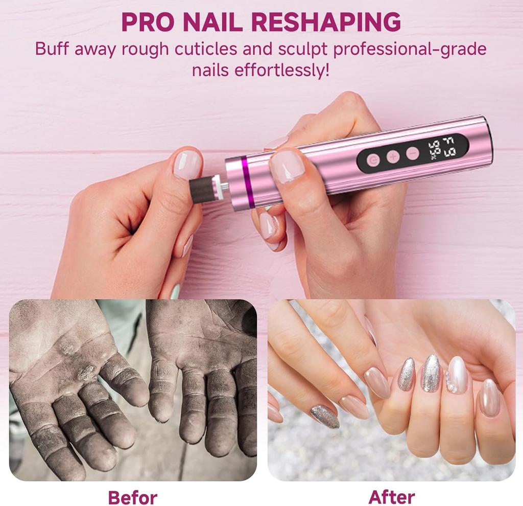 Foot Nail File Cordless, 2 in 1 Wireless Electric Foot Callus Remover, Adjustable 9 Speed Rechargeable Pedicure