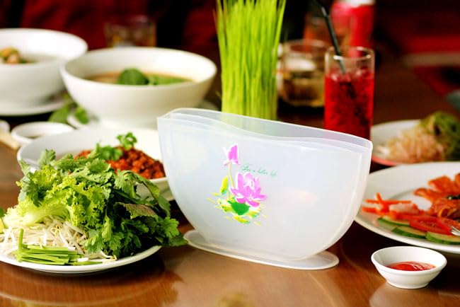 

Rice Paper Water Bowl - Roll Holder, Pink Floral Print, for Spring Rolls, Summer Rolls, and Egg Rolls (Large)