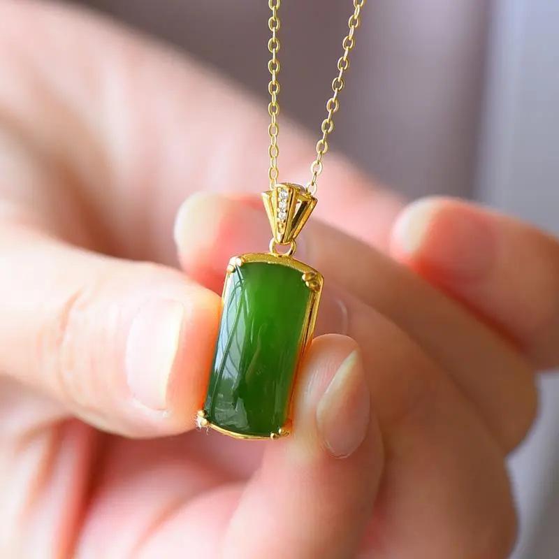 

Green pendant jewelry necklace literary retro unisex