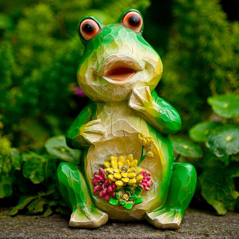 Solar Turtle Frog Owl Statue Garden Light Figurine Outdoor Lawn Decor Statue Waterproof Cute Animal Ornaments Patio Balcony Yard