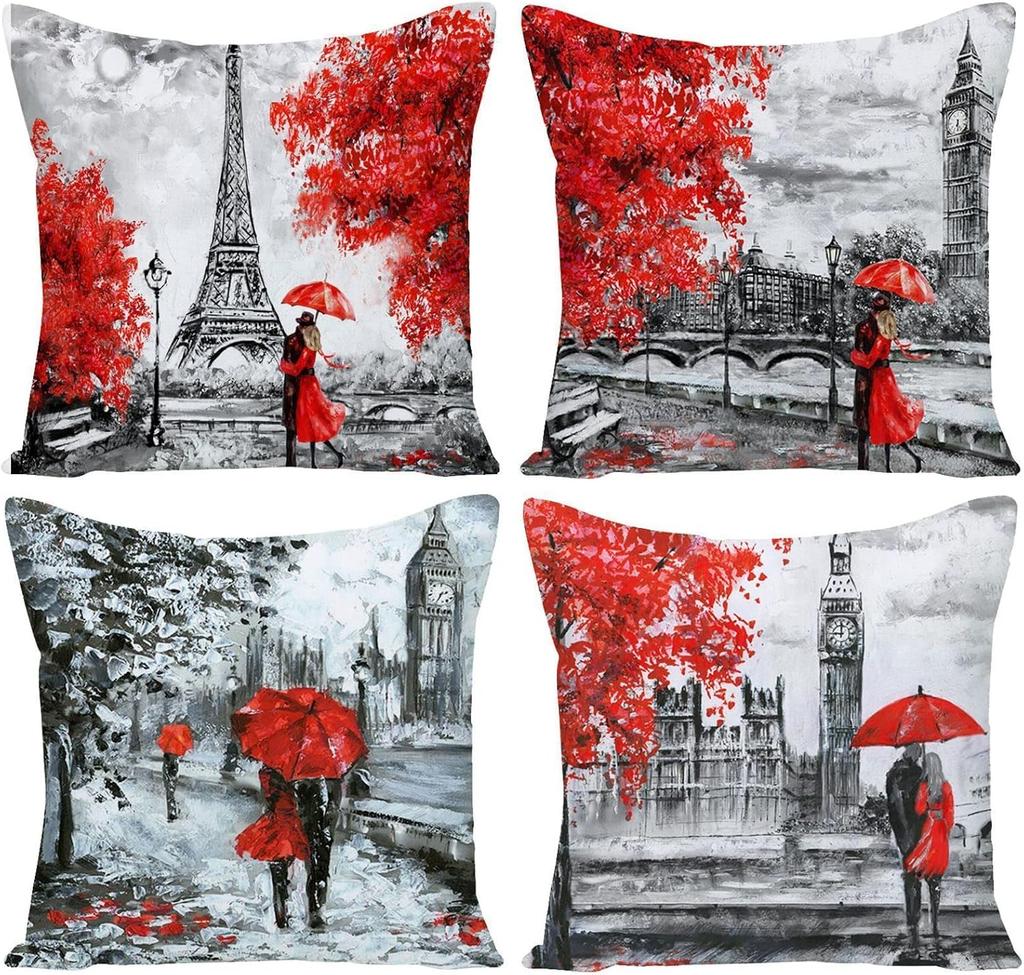 Fashion Bohemian Pattern Throw Pillow Covers Square Decorative Cushion Case For Sofa Bench Car Bed 18 X 18 Inch Set Of 4