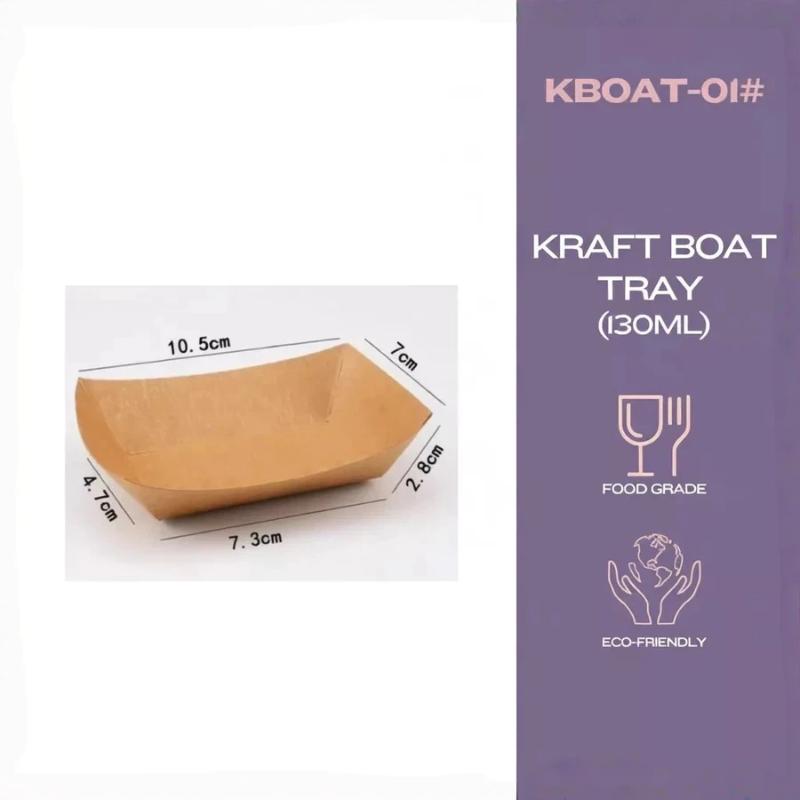 Disposable Kraft Paper Hotdog Boat Trays Eco Friendly Waterproof Food Packing for Food Festivals Street Vendor Use