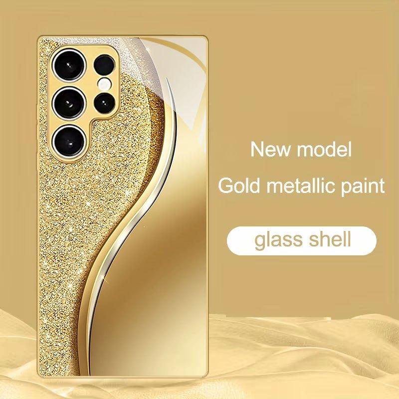 

Закаленное стекло с волнистым краем для телефона galaxy S26 S25 S24 S23 S22 S21 S20 FE Ultra Plus противоударная задняя крышка Galaxy S25 золотой