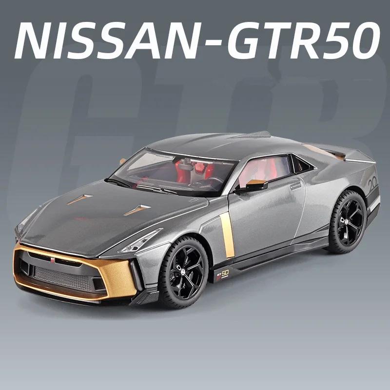 Nové 1:18 Niaasn GTR 50 Model sportovního auta z hliníkové slitiny Odlévaný kov Hračka Závodní model Vysoká simulace Zvuk a světlo Dětská hračka Dárek