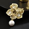 New Korean Version Of Heavy Industry Natural Fritillary Camellia Brooch High-End Luxury Copper Micro-Inlaid Flower Pearl Corsage Accessories