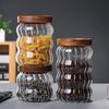 Vertical Stripe Gourd Glass Storage Jar