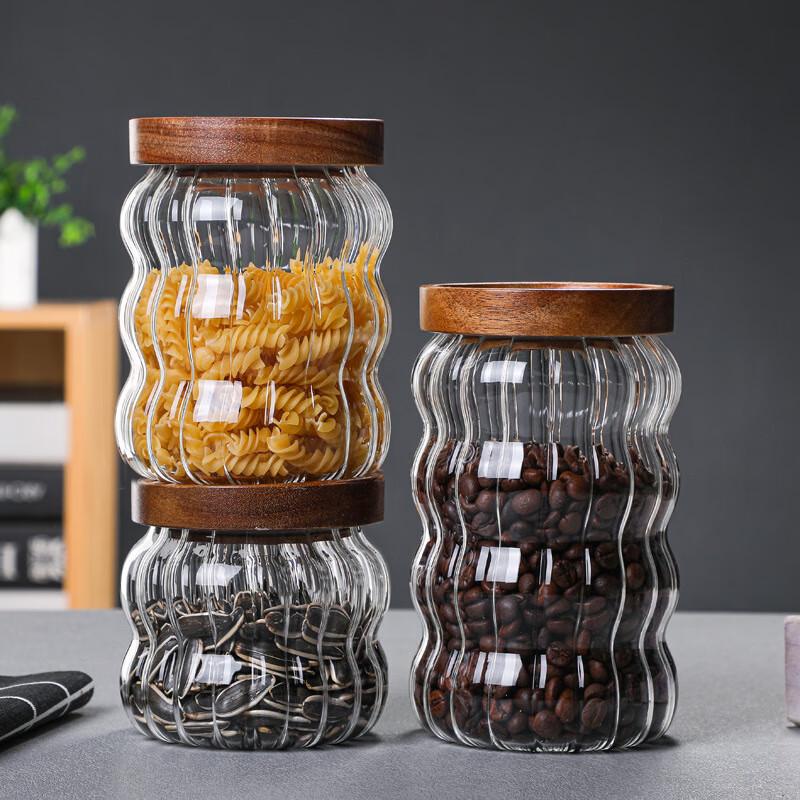 Vertical Stripe Gourd Glass Storage Jar