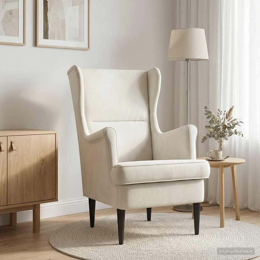 Cream Velvet Armchair