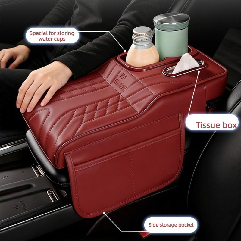 Universal Car Armrest Box Booster Pad Center Console Cover Arm Rest Cushion With Tissue Cup Holder Storage Box For Car Suv Truck