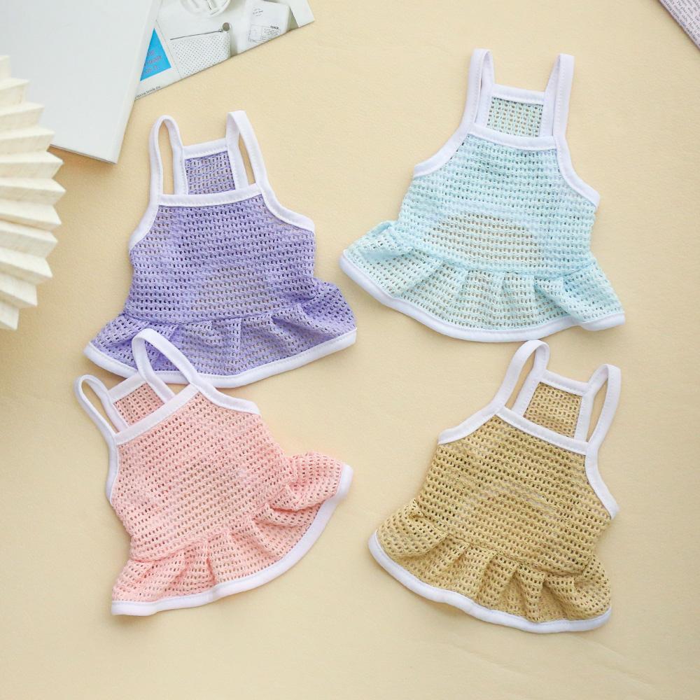 Pet Dress Mesh Breathable Cool Strap Skirt Solid Color Simple Cat And Dog Skirt