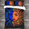 Retro Sun and Moon Duvet Cover Set with 2 Pillowcase Quilt Cover King Queen Size Polyester Comforter Cover for Kids Teens Boys