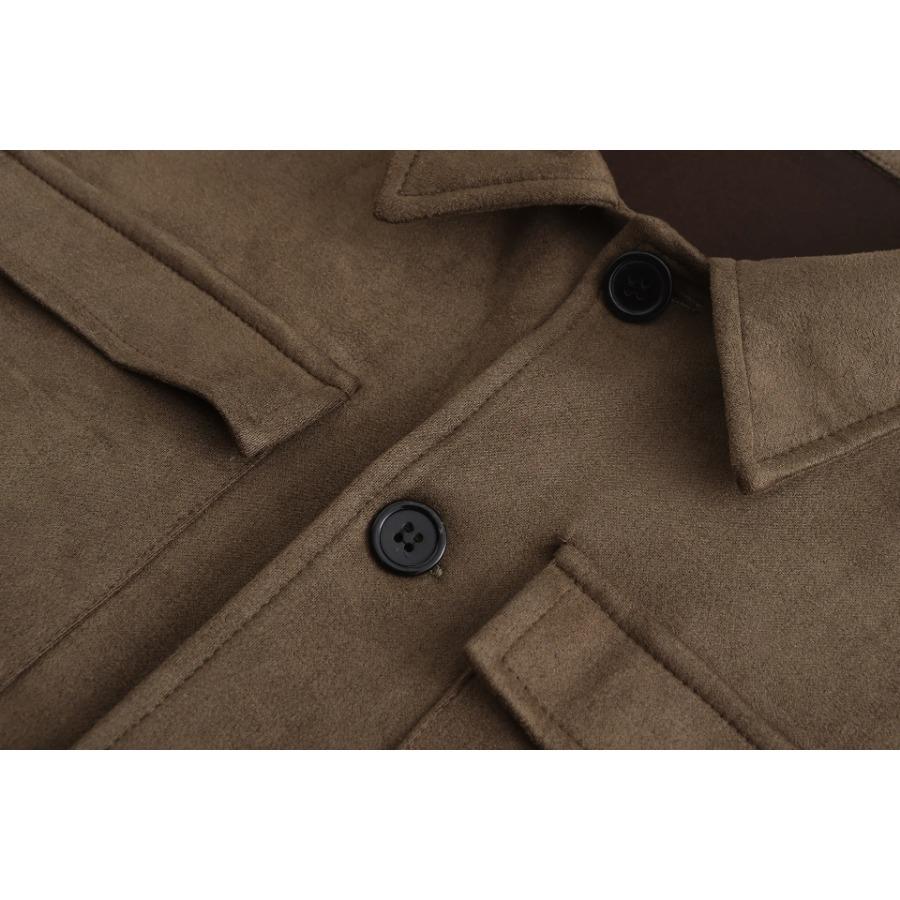 Cowhide Suede Jacket for Men Autumn Winter Turndown Collar Multi-pocket Windbreaker American Vintage Casual Coat Streetwear