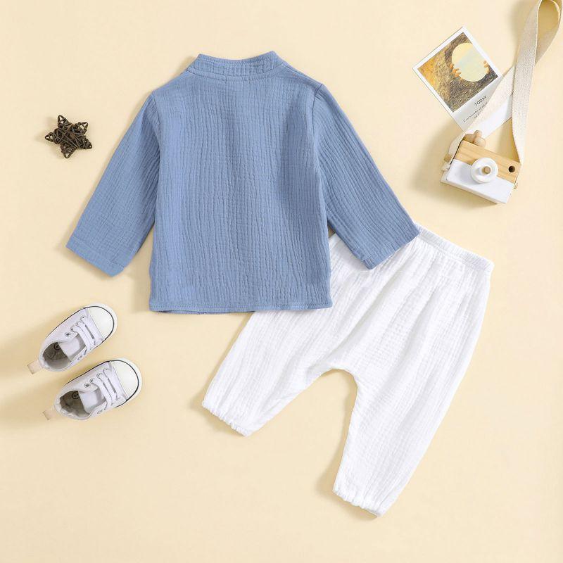 1-12 Years Kids Clothes Set Long Sleeve Button Top and Pants