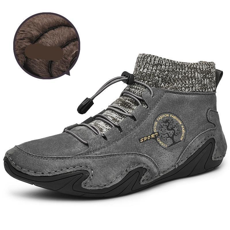 Fashion Men s Boots Leather Boots Men Autumn Winter Snow Casual Shoes Men s Outdoor Light Ankle Antislip Warm Zapatos 48