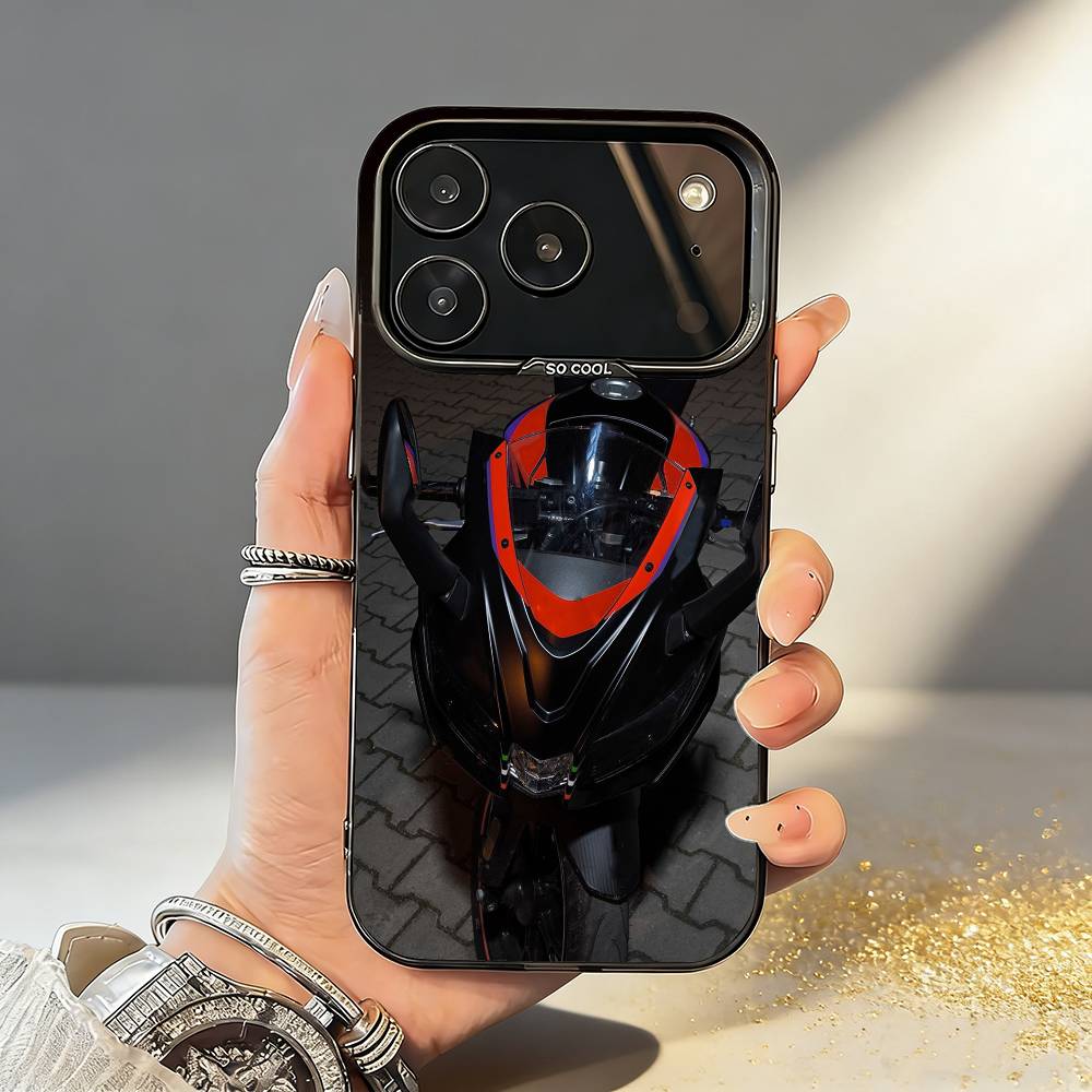 Black-Red M-Motorcycle-660 Phone Case For iPhone17 16 15 14 13 12 Pro Max Grey Black Matte Laser Metallic Aurora Funda