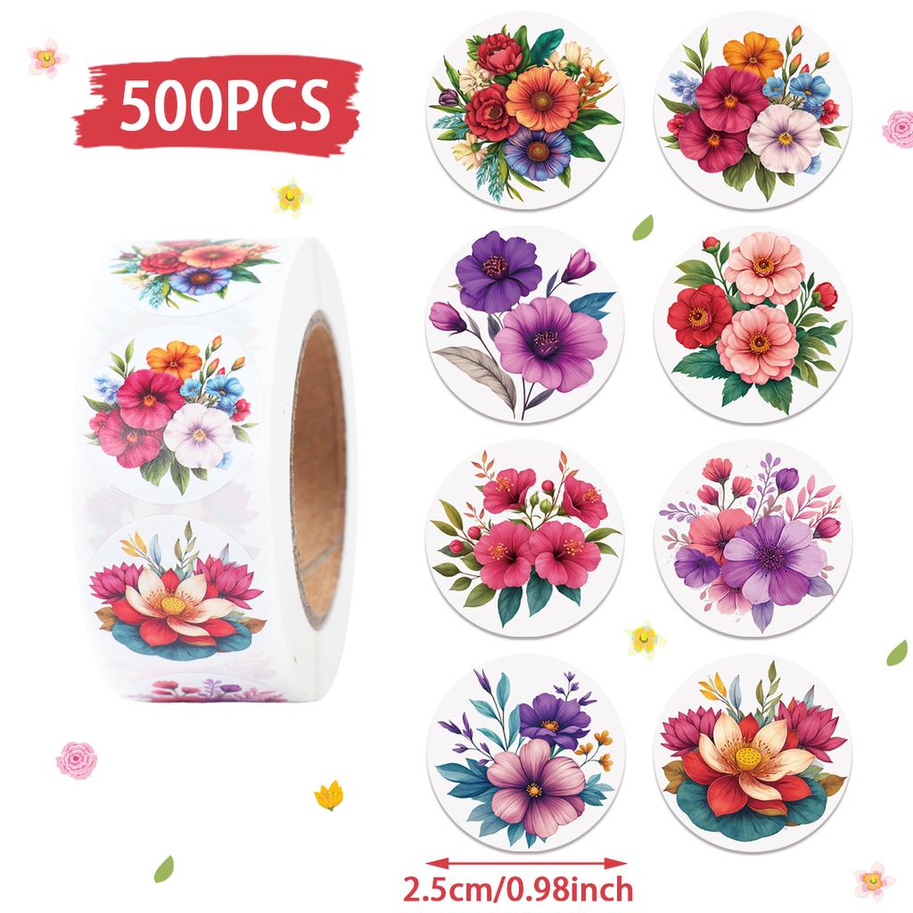 Spring Wild Flower Stickers Happy Birthday Party Decorations Kids Girls Favors Gift Bottle Stickers Wedding Baby Shower Supplies