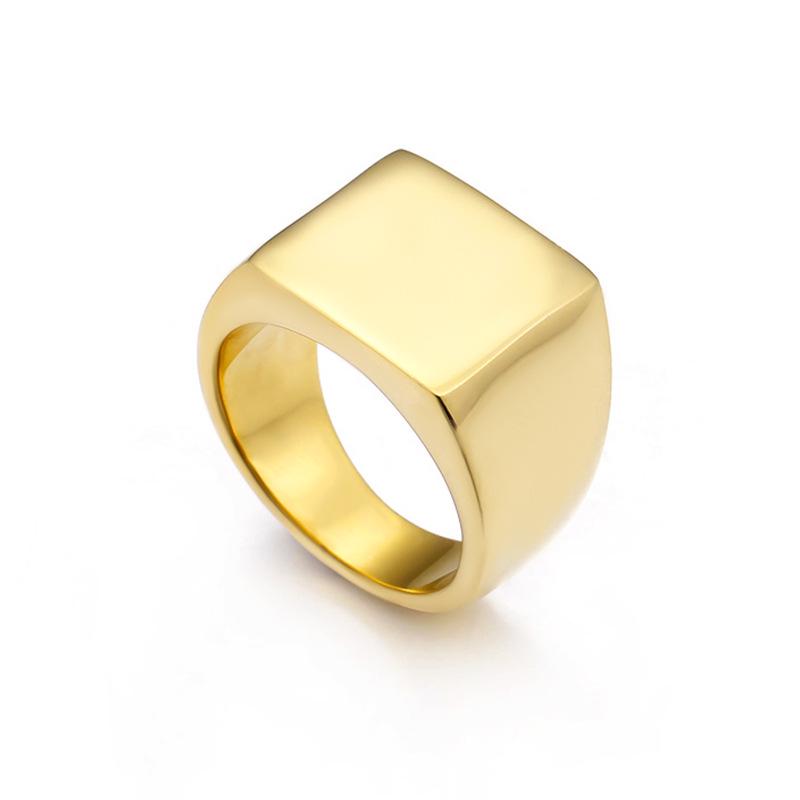 Geometrischer runder Titanstahlring mit graviertem Logo - Polierter Edelstahl für Männer & Frauen, Kalter Stil