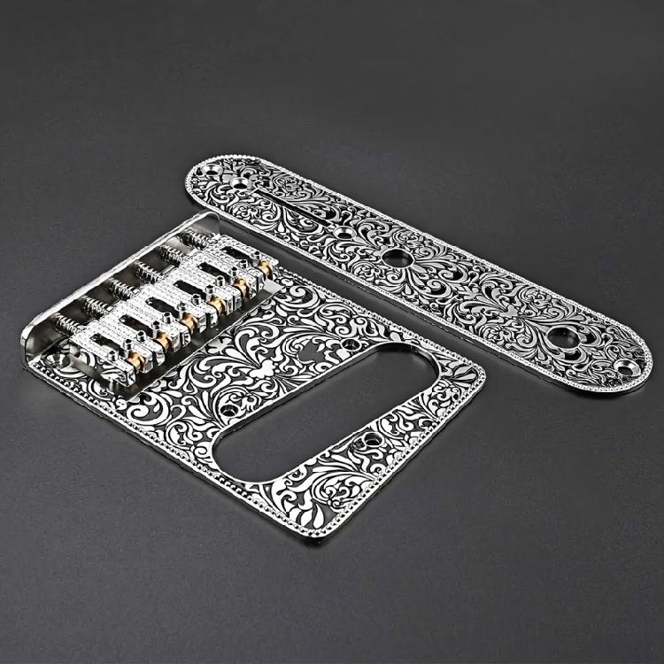 Professional 6 String Saddles Bridge Plate Strings Through Bridge with Carving Decorative Pattern Instrument Parts