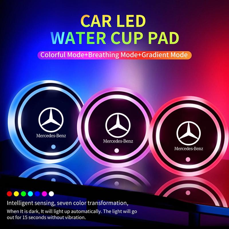 GLC GLB Led Car Cup USB Charging Luminous Coaster For Mercedes Benz AMG W177 W176 X166 X167 C257 C218 X253 C118 C117 H247 Acces