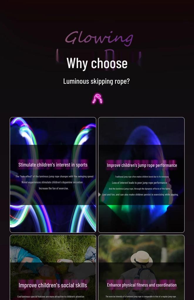 Fluoreszierendes Glow-in-the-Dark Springseil für Kinder und Anfänger
