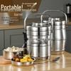 UOASO 3-Layer Drum-Shaped Stainless Steel Insulated Lunch Box