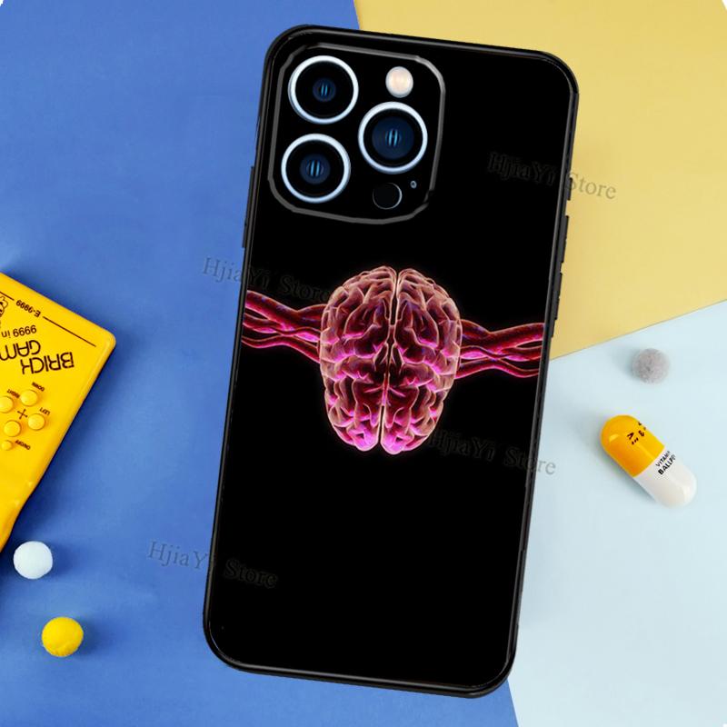 Brain Art Case For iPhone 13 Pro Max 12 Mini 11 14 15 16 XS MAX XR Plus Silicone Phone Cover