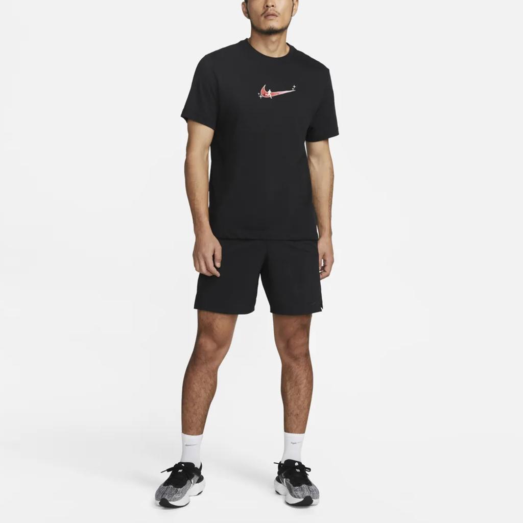 Nike Solid Color Logo Embroidered Drawstring Shorts Men Bottoms Black DV9341-010