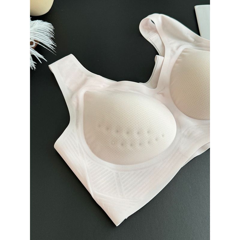 Summer Jelly Strip Bra with Cool Cups, Breathable Ultra-Thin Vest-Style, Naked-Feel Quick-Dry Underwear for Women, Minimizes Large Busts, Wireless