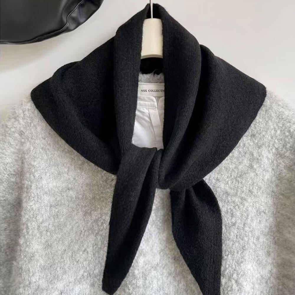 Winter Wool Korean Style Knitted Triangular Scarf Women Winter Warm Headscarf Shawl Multi-functional Neckerchief Hair Wrap