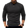Mens Loose Zipper Long Sleeve Casual Sports Polo Shirt