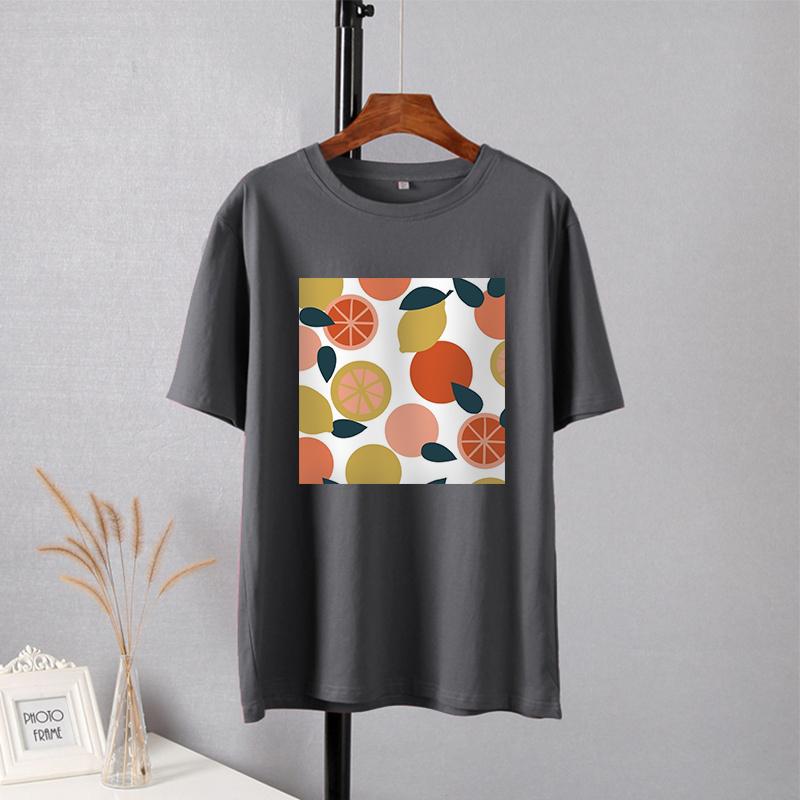 Shellsuning Casaul Kawaii Fruit Printed T Shirt Women Loose O Neck Short Sleeve Base Tees Female Simple Cotton Trendy White Tops