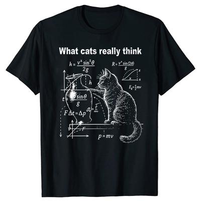 Funny Cat Physics Humor I Did The Math The Answer Is Cat T Shirt Fashion T Shirts Cotton Short Sleeve Oversized Tshirt Tops