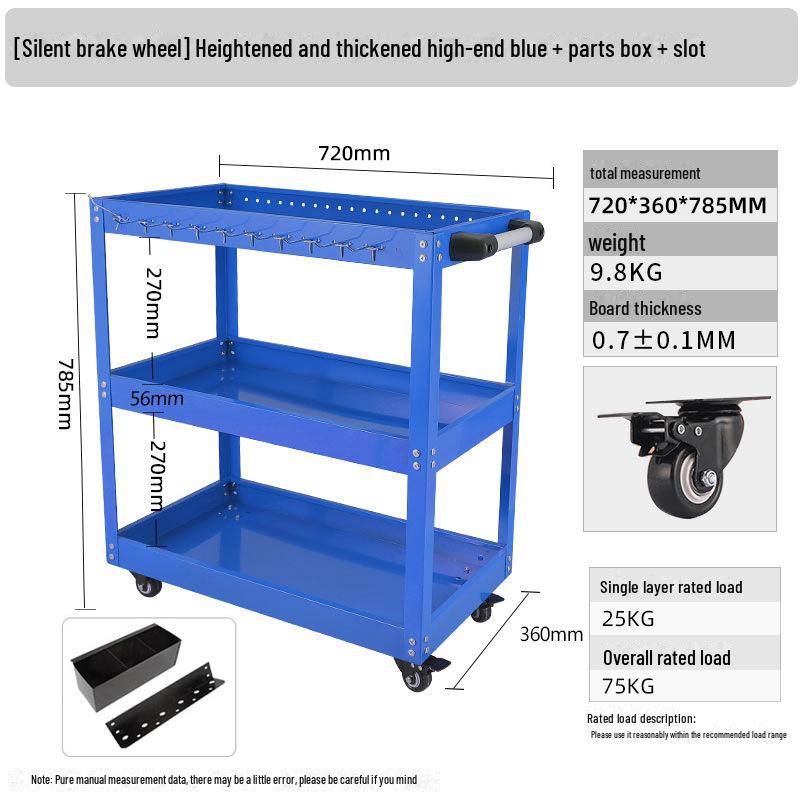 "Green Forest Utility Cart: Three-Layer Tool Trolley & Flatbed for Auto Repair & Beauty Supplies"