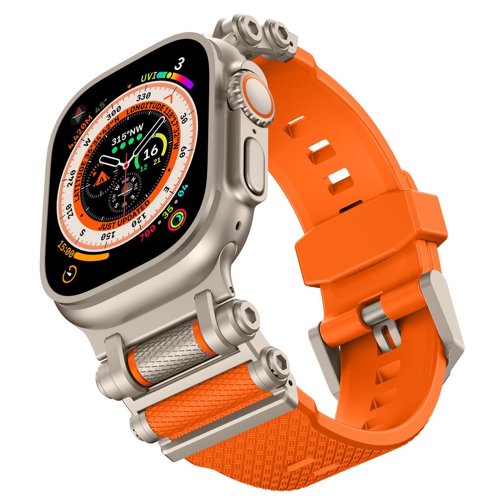 Silicone Strap For Apple Watch Ultra 2 Band 49mm Rugged metal+rubber Bracelet iWatch Series 10 9 6 3 7 8 SE 44mm 45mm 46mm bands