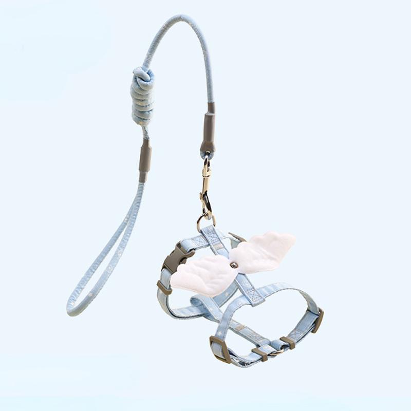 

Сладкая кошачья шлейка «Крыло ангела» поводок 120 см уличная кошачья собачья шлейка и поводок комплект водонепроницаемый жилет нагрудный ремень аксессуары для котенка S-24-36CM синий