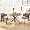 Round Dining Table for 4 People, Industrial Style Kitchen Table with Steel Legs, for Dining Room, Kitchen, Dark Brown