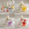 Acrylic Colorful Bead Bear Keyring With Pearl Chain For Children Gift And Celebration