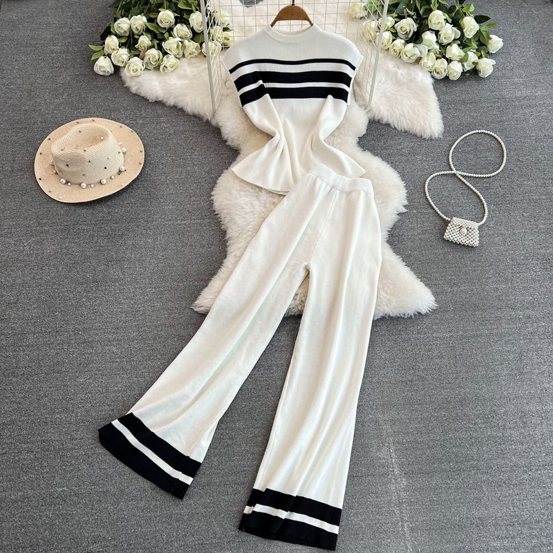 

Knitting Tops Casual High Waist Slim Looking Fashion Suit White One size