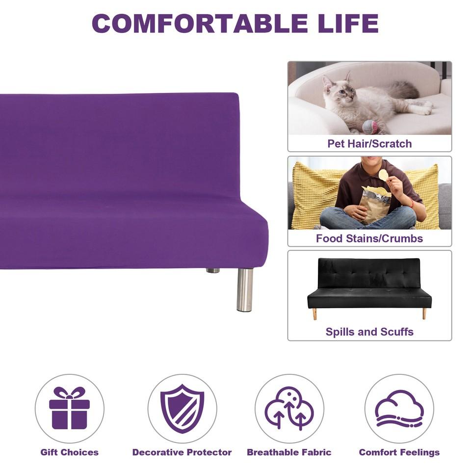 Folding Sofa Bed Cover Polyester Elastic Armless Couch Cover Futon Slipcover Protector