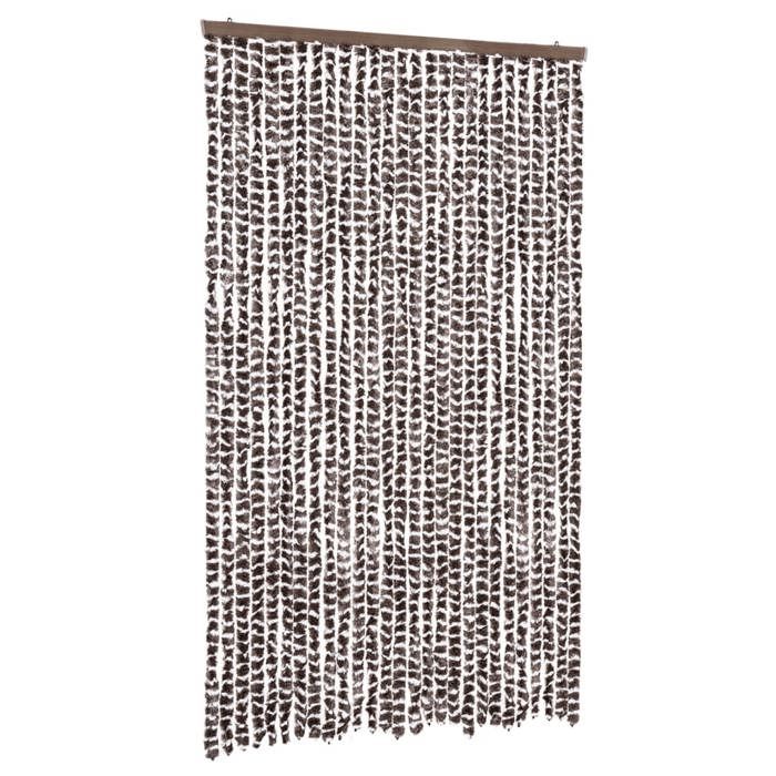 VidaXL Rideau anti-mouches marron et blanc 118x220 cm chenille, rideau anti-mouche de porte, rideau d’insectes de porte, 4004889