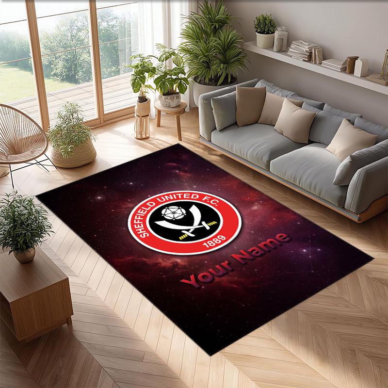 Sheffield United FC Printed Crystal Velvet Rug Non‑Slip Crystal Velvet Carpet For Sofa Bedroom Indoor Home Decoration