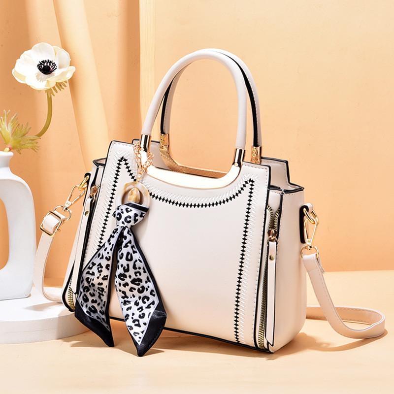 Fashionable Handbag For Women With Scarf Decoration Large Capacity Single Shoulder Bag