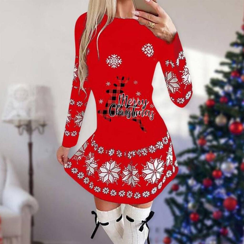Women's Christmas Printed Dress Base Shirt