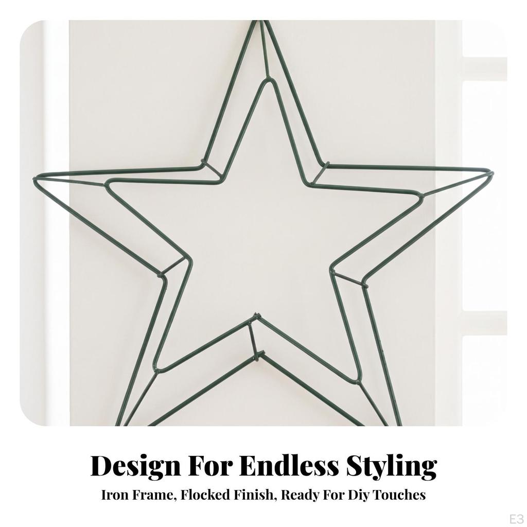Five-Point Star Wreath Frame Green Wire Rust-Resistant Metal