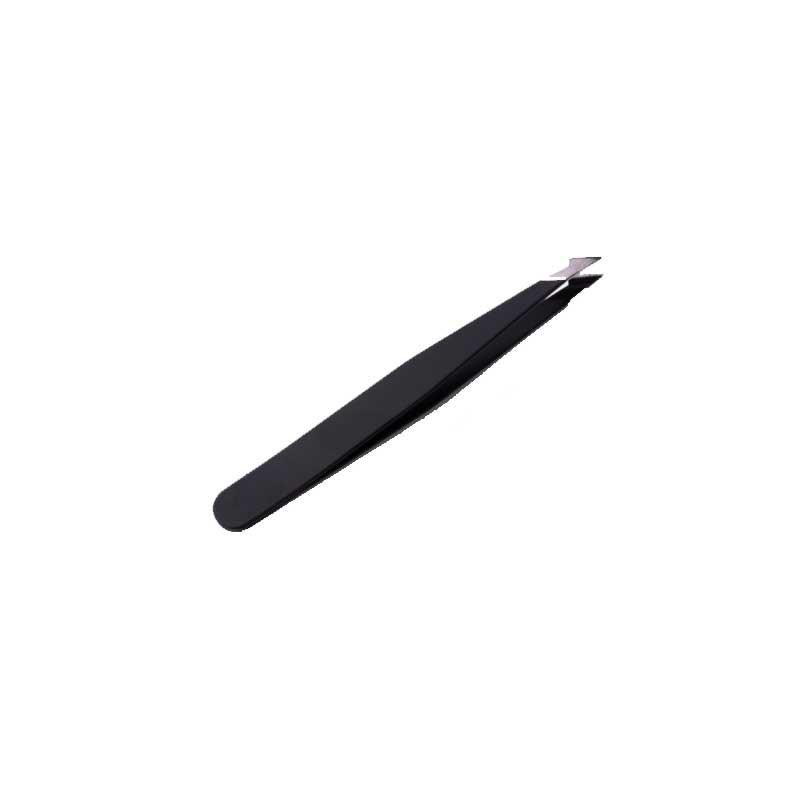 4-Piece Stainless Steel Black Tweezer Set for Eyebrows and Hair Removal with Storage Case